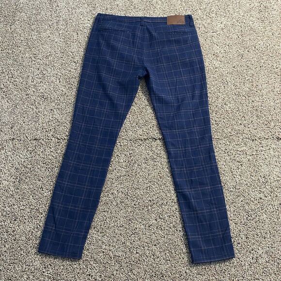 Bee Inspired B33 navy blue plaid checkered men's pants size 32S preppy - Picture 2 of 10